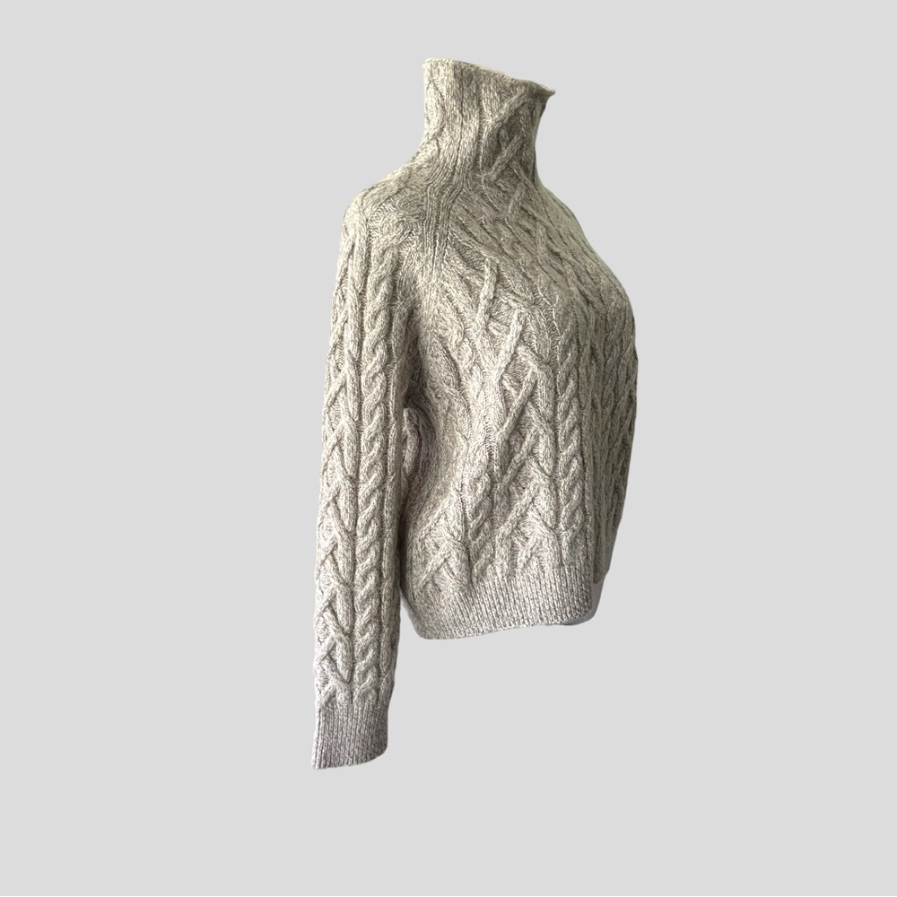 VINCE Oversized Cable-Knit Turtleneck Sweater Wool Cashmere Blend - Picture 6 of 14